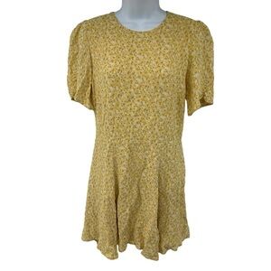 Reformation Lily Grace Yellow Floral Dress 12 runs small